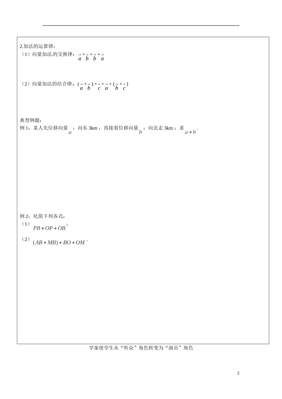 山东省临朐县实验中学2014年高中数学 向量的加法教案 新人教A版必修4_第2页