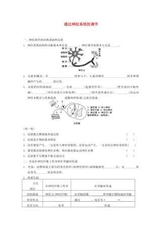 寿县安丰中学2013届高三生物一轮复习 第八单元 通过神经系统的调节教案
