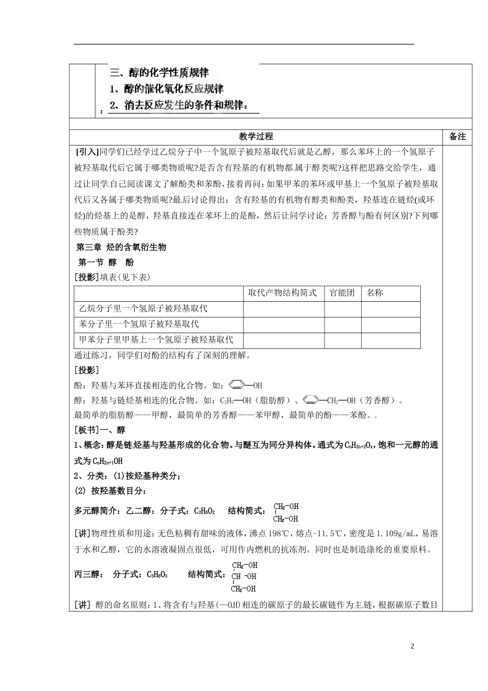 天津市梅江中学2014高中化学 第三章第一节 醇 酚（1）教学案 新人教版选修5_第2页