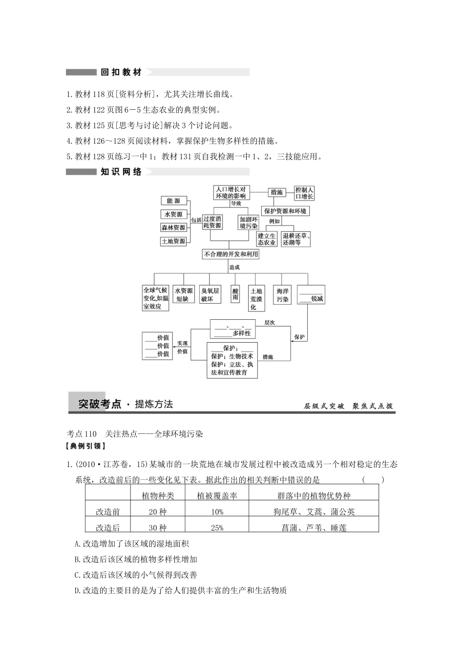 寿县安丰中学2013届高三生物一轮复习 第九单元 生态环境的保护教案_第2页