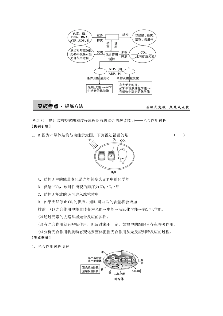 寿县安丰中学2013届高三生物一轮复习 第三单元 能量之源—光与光合作用教案_第3页