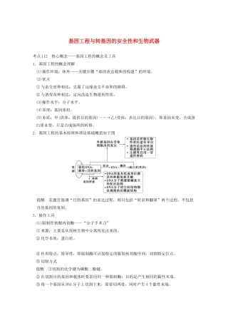 寿县安丰中学2013届高三生物一轮复习 第十单元 基因工程与转基因的安全性和生物武器教案