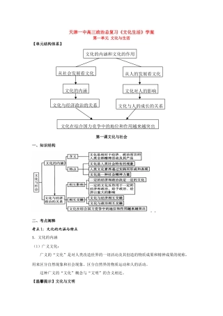 天津一中2010届高三政治总复习文化与社会学案;文化与社会