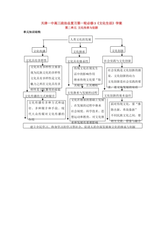 天津一中2010届高三政治总复习文化与生活学案：文化传承与创新