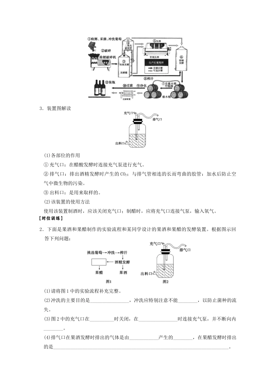 寿县安丰中学2013届高三生物一轮复习 第十一单元 传统发酵技术的应用教案_第2页