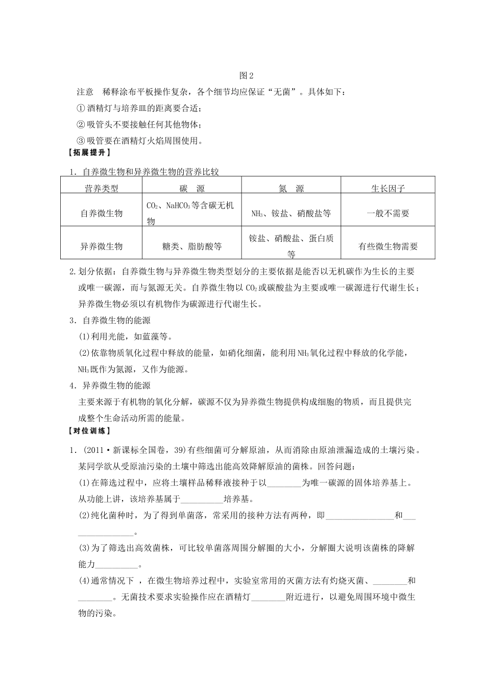 寿县安丰中学2013届高三生物一轮复习 第十一单元 微生物的培养与应用教案_第3页