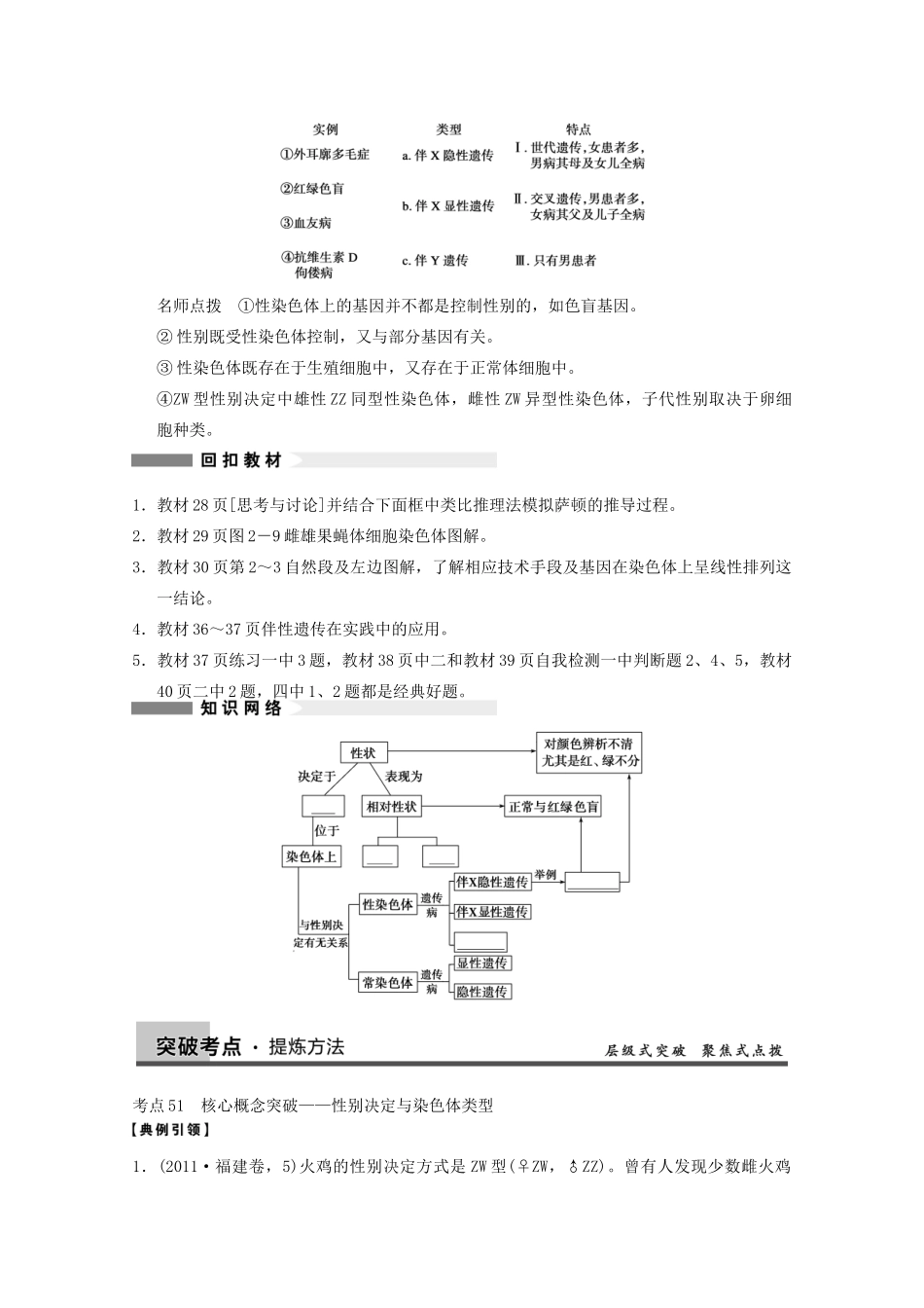 寿县安丰中学2013届高三生物一轮复习 第五单元 基因在染色体上和伴性遗传教案_第2页