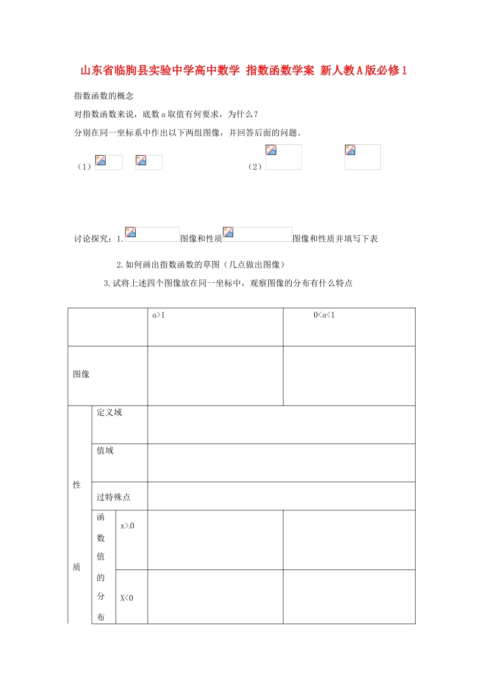 山东省临朐县实验中学高中数学 指数函数学案 新人教A版必修1_第1页