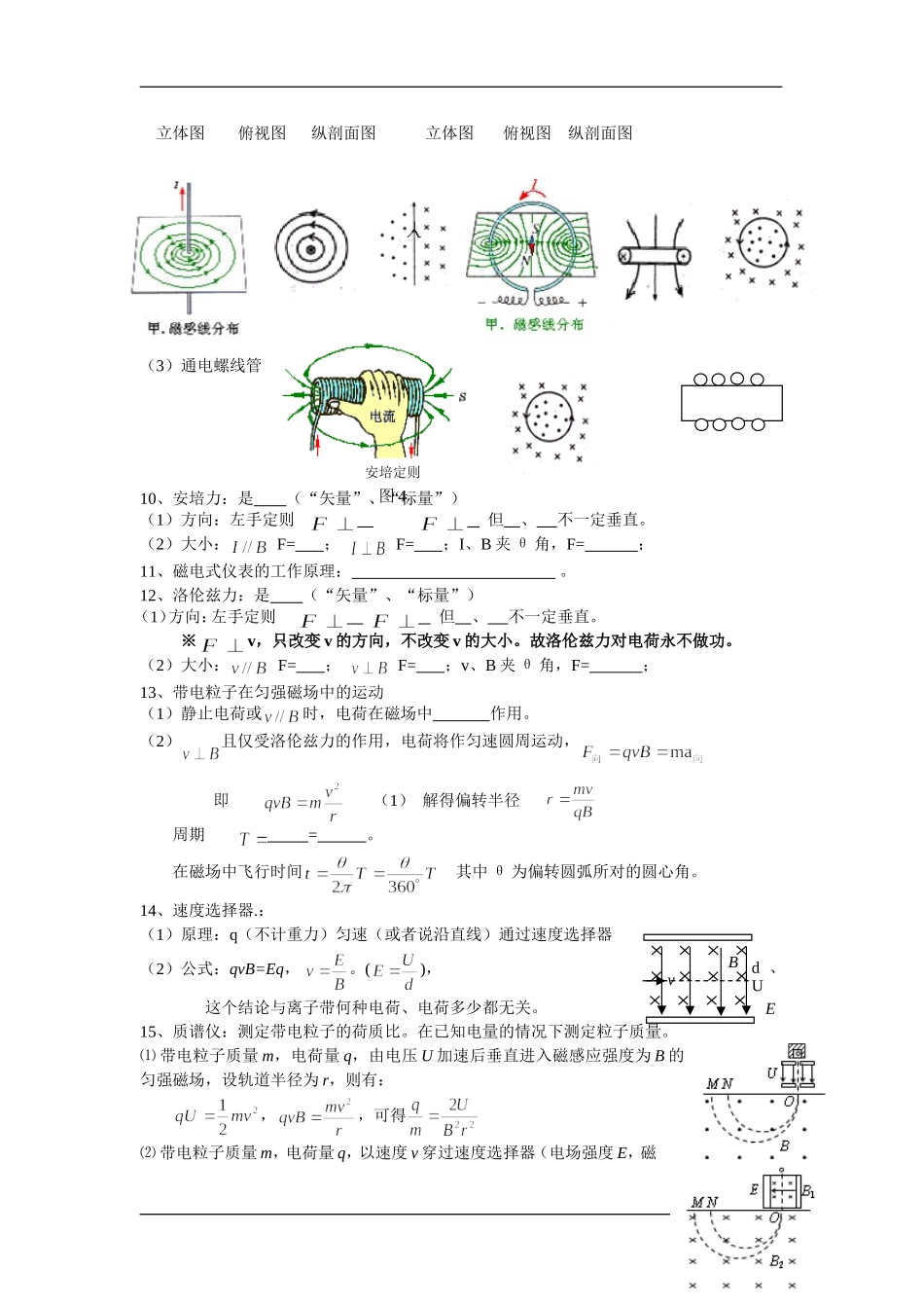 山东省临沂一中2009年高二物理期末复习磁场学案人教版选修三_第2页