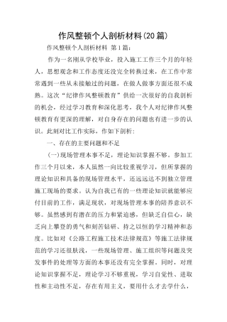 作风整顿个人剖析材料