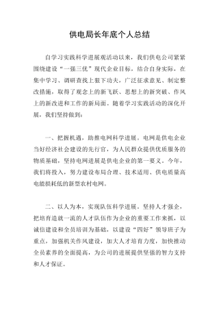 供电局长年底个人总结