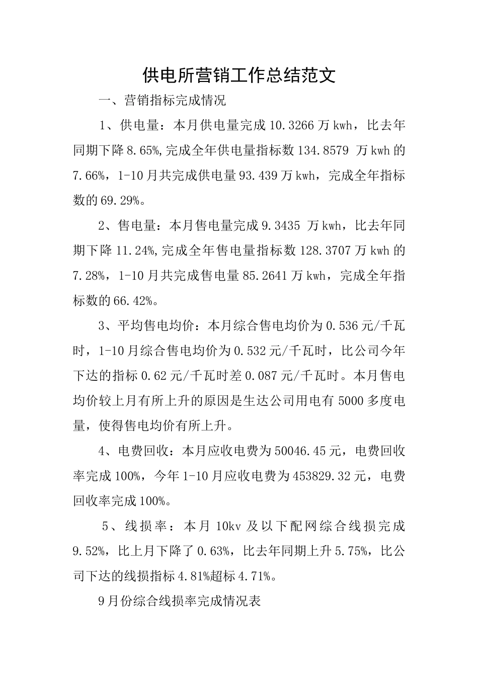 供电所营销工作总结范文_第1页
