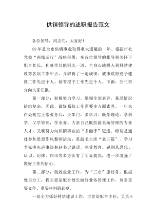 供销领导的述职报告范文