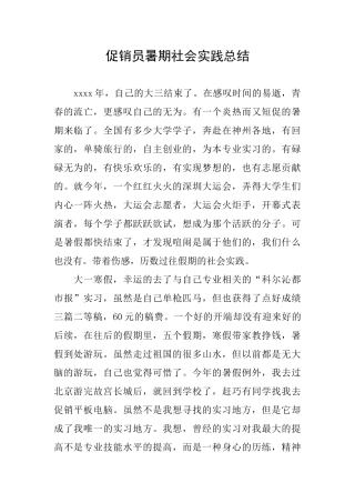 促销员暑期社会实践总结