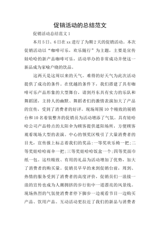 促销活动的总结范文