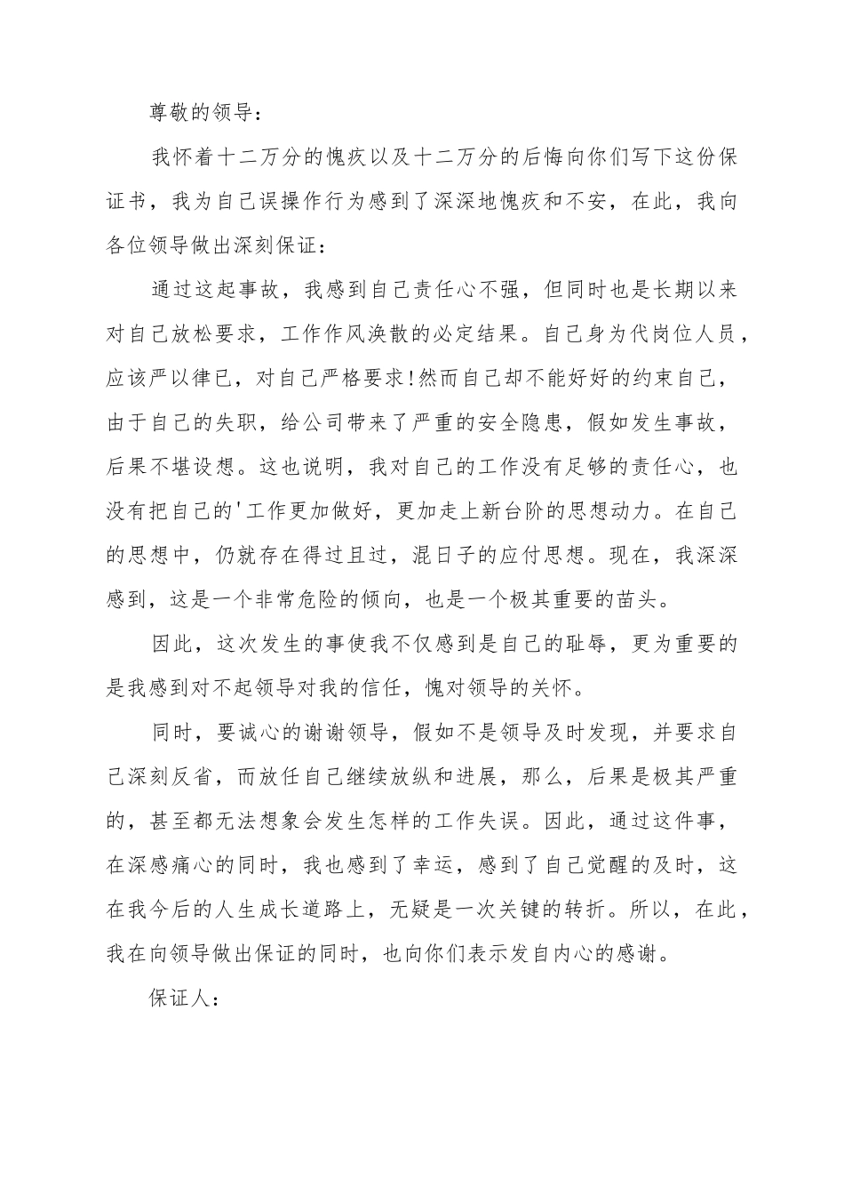 保证工作不再出错的保证书格式范本_第2页