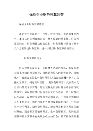 保险企业财务预算监管