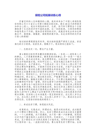 保险公司拓展训练心得
