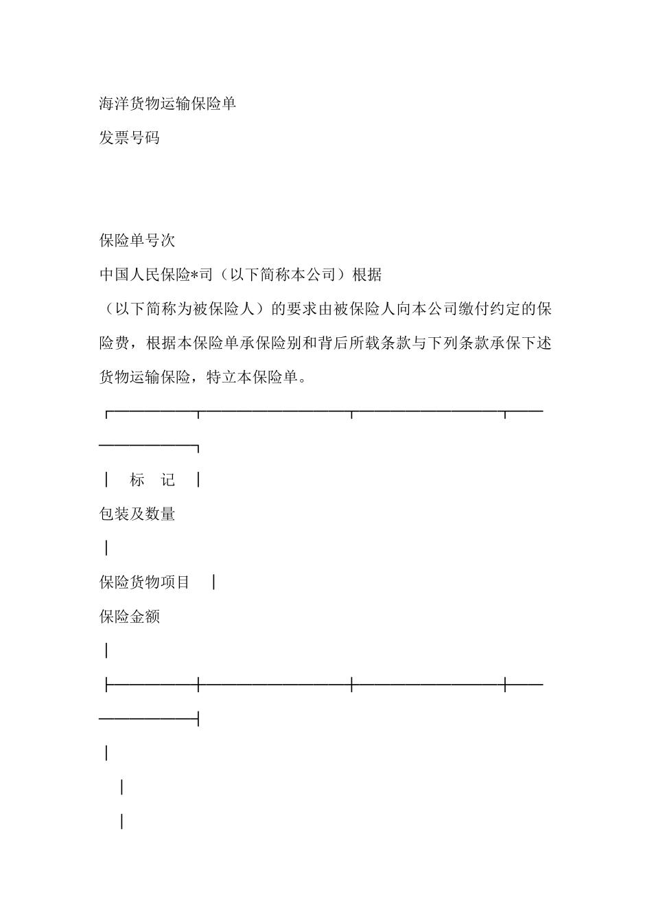 保险公司海洋货物运输保险单_第2页