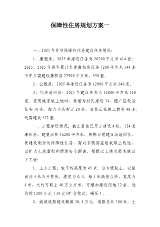 保障性住房规划方案一
