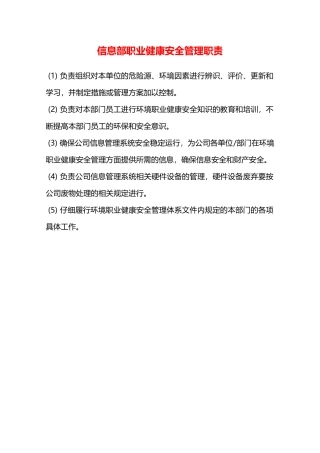 信息部职业健康安全管理职责—