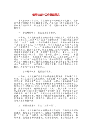 信用社会计工作总结范文