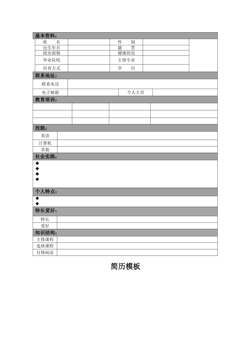 免费简历模板_第1页