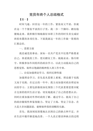 党员年终个人总结格式