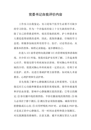 党委书记自我评价内容