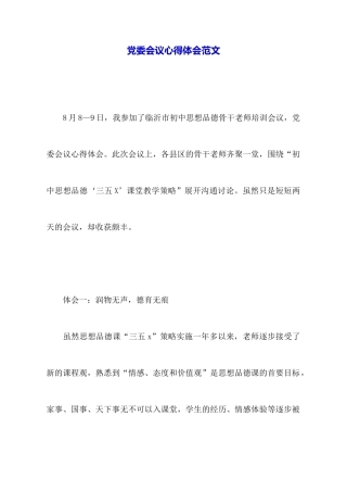 党委会议心得体会范文