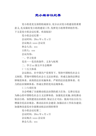 党小组会议纪要
