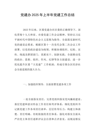 党建办2025年上半年党建工作总结