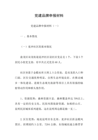 党建品牌申报材料