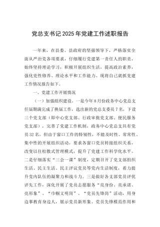 党总支书记2025年党建工作述职报告-