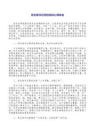 党支部书记党校培训心得体会