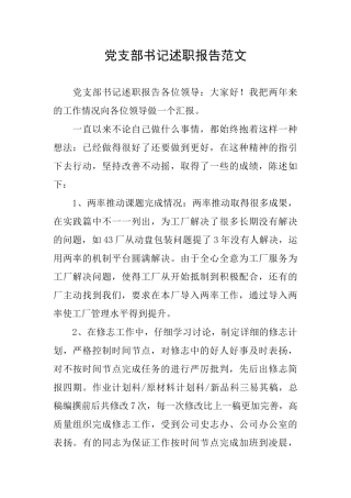 党支部书记述职报告范文