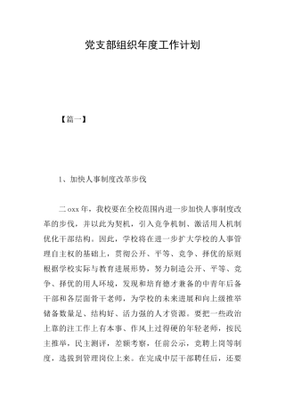 党支部组织年度工作计划