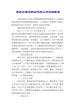 党政办秘书职业年终工作总结报告