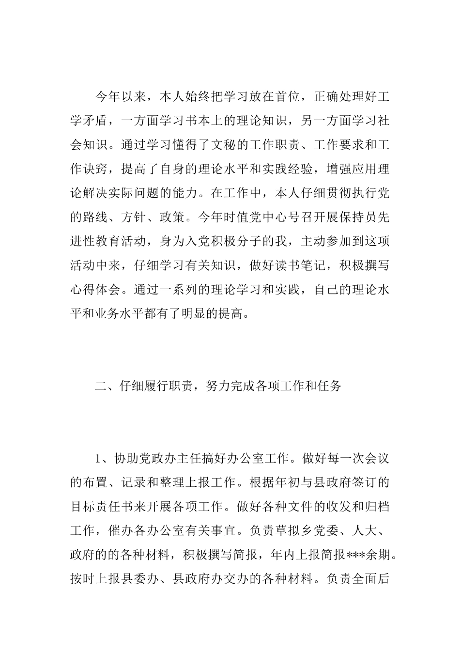 党政文秘工作总结范文_第2页