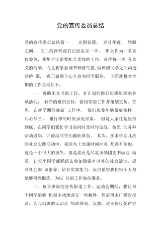 党的宣传委员总结