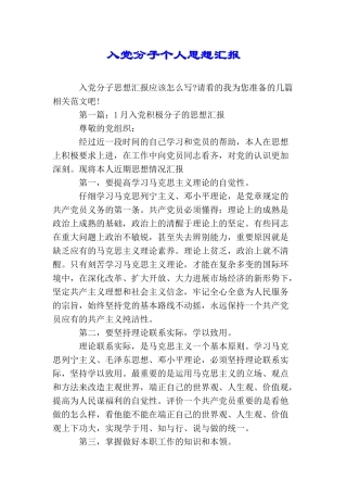 入党分子个人思想汇报