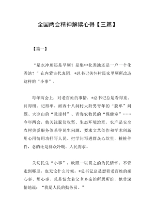 全国两会精神解读心得
