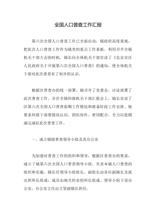 全国人口普查工作汇报