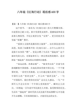 八年级《红海行动》观后感600字