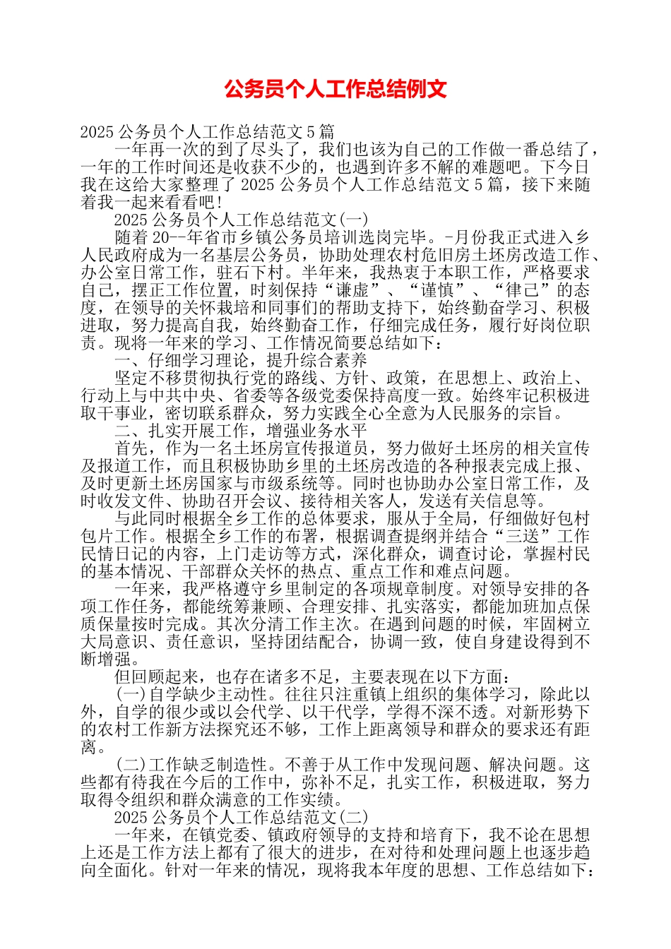公务员个人工作总结例文——_第1页