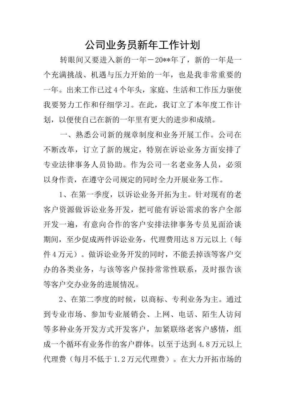 公司业务员新年工作计划_第1页