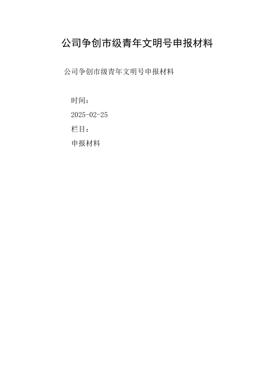 公司争创市级青年文明号申报材料_第1页