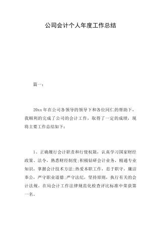 公司会计个人年度工作总结