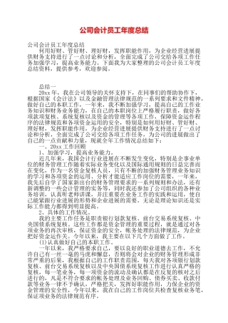 公司会计员工年度总结——