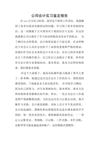 公司会计实习鉴定报告